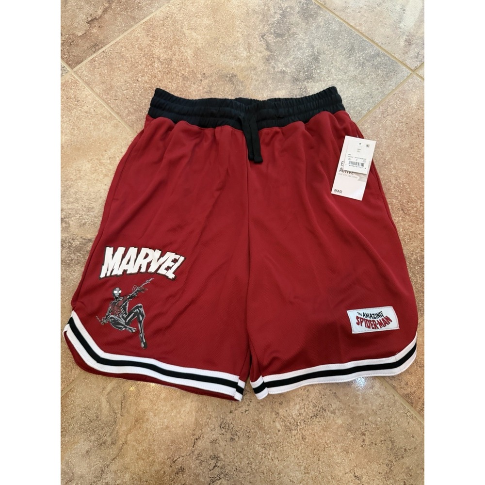 Boys' Marvel Spider-Man Red & Black Basketball Shorts Size XL NWT